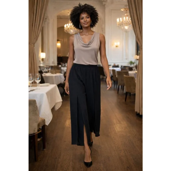 Women's R&M Richards Black Wide Leg Pants 16W - Picture 1 of 4